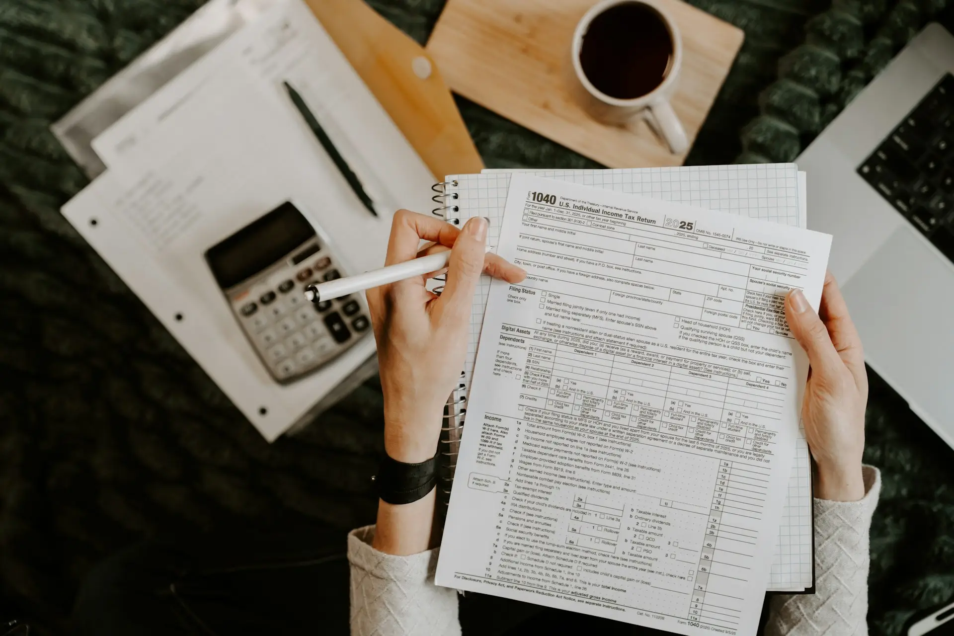 Accounting and bookkeeping ledger and calculator